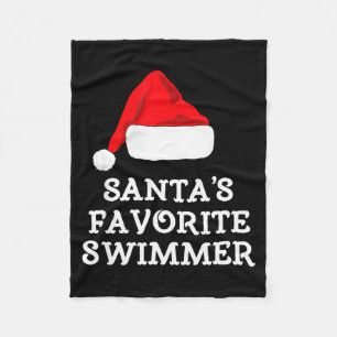 Santa's Favorite Swimmer Christmas Funny Xmas Swim Fleece Blanket