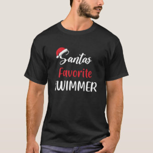 Santa's Favorite Swimmer Christmas Swimming T-Shirt