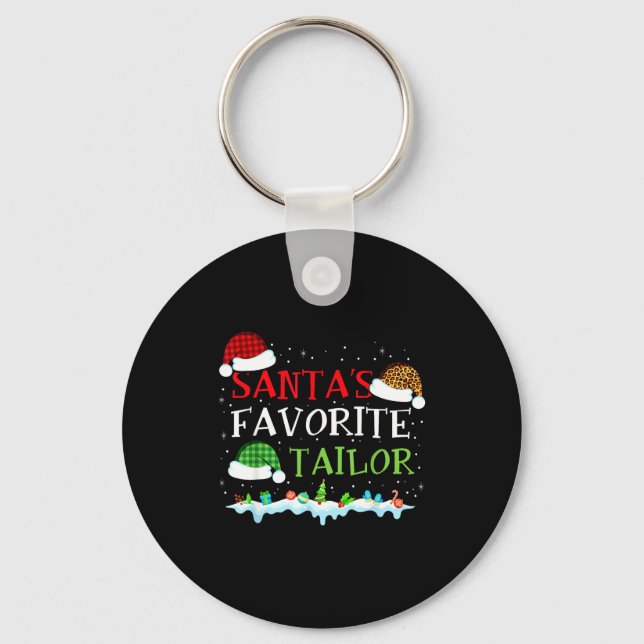 Santa's Favorite Tailor Fun Christmas Alterations  Keychain (Front)
