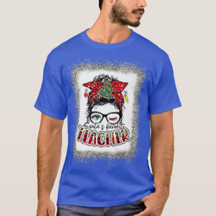 Santa's Favorite Teacher Bleached Teacher ELF Teac T-Shirt