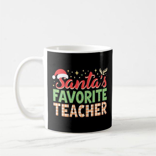 Santa's Favorite Teacher Christmas Holiday Mug (Left)