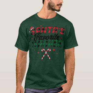 Santa's Favorite Teacher Christmas Santa Hat Candy T-Shirt