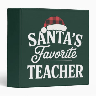 Santa's Favorite Teacher Christmas Teach Students 3 Ring Binder