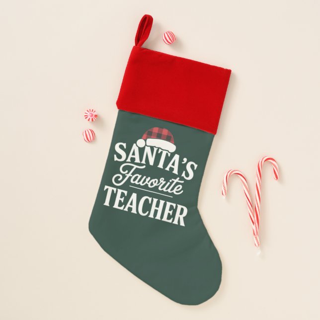 Santa's Favorite Teacher Christmas Teach Students Christmas Stocking (Front)