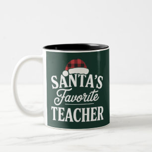 Santa's Favorite Teacher Christmas Teach Students Two-Tone Coffee Mug