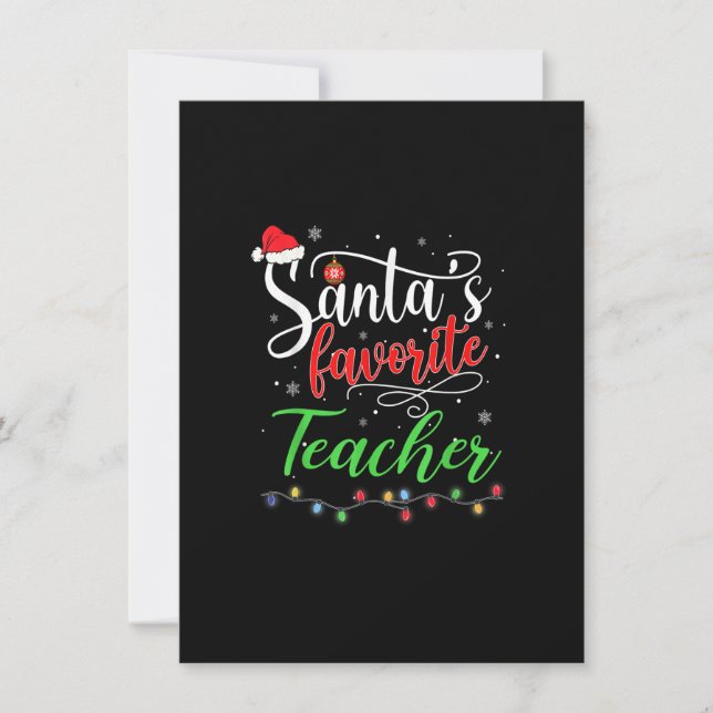 Santas Favorite Teacher Funny Christmas Santa Hat  Invitation (Front)