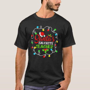 Santa's Favorite Teacher Funny Christmas Santa Hat T-Shirt