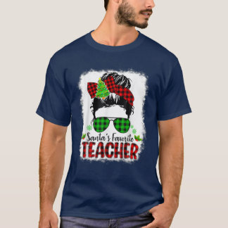 Santa's Favorite Teacher Funny Christmas Santa Red T-Shirt