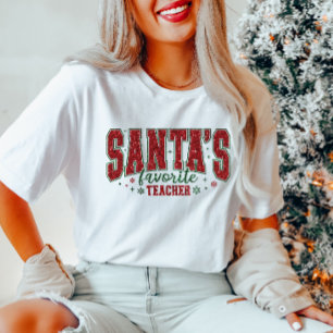 Santa's Favorite Teacher Glitter T-Shirt