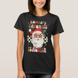 Santa's Favorite Teacher Groovy Retro Christmas 70 T-Shirt