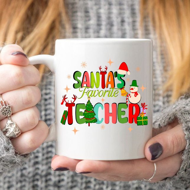 santa's favorite teacher.personalized teacher gift coffee mug (Christian Christmas mug, Christmas mug, Christ mug, santas favorite teacher mug ,teacher gift, )