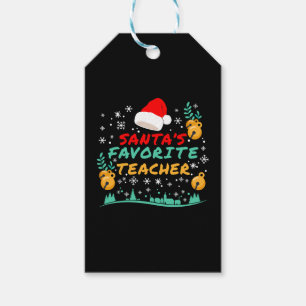 Santa's Favorite Teacher Santa Hat Christmas Gift Tags