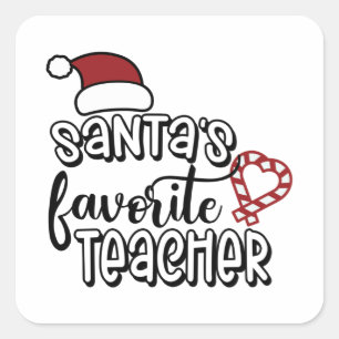 Santa's Favorite Teacher Thankful Christmas Season Square Sticker