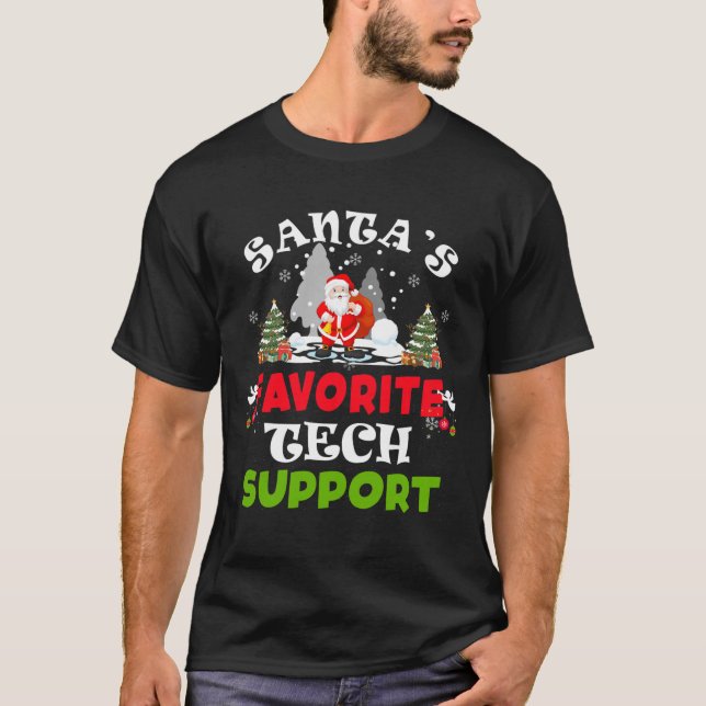 Santa's Favorite Tech Support Funny Christmas Vaca T-Shirt (Front)