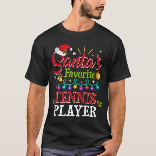 Santas Favorite Tennis Player Christmas Santa Hat T_Shirt