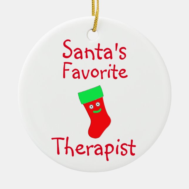 Santa's Favorite Therapist Ceramic Ornament (Front)