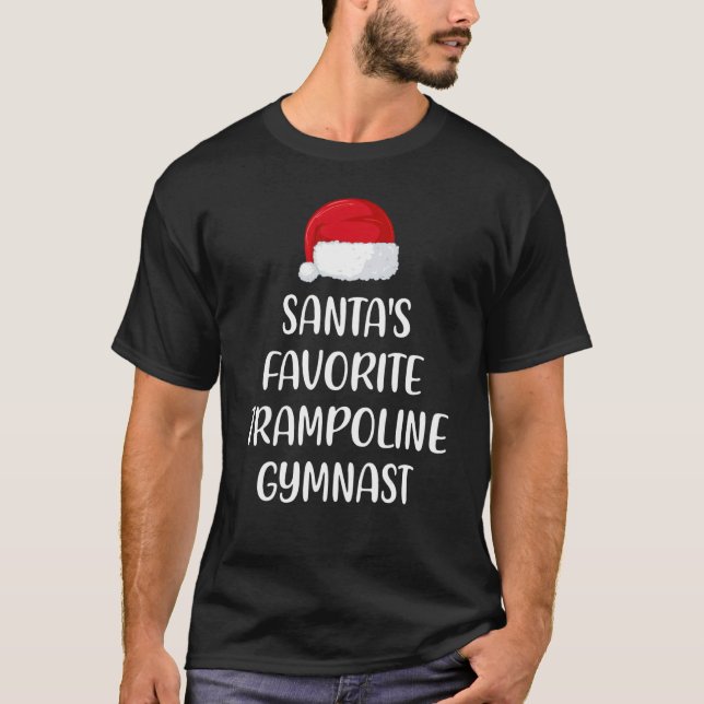 Santas Favorite Trampoline Gymnast Christmas Tramp T-Shirt (Front)