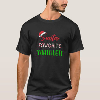 Santa's Favorite Triathlete Christmas Triathlon T-Shirt