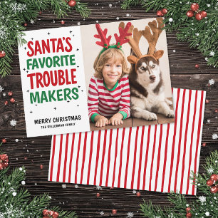 Santa's Favorite Trouble Maker Christmas Holiday Card