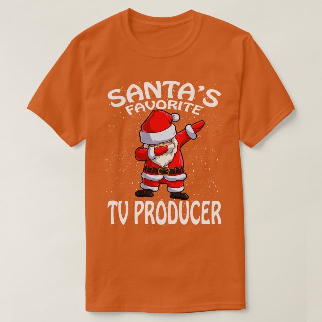 Santas Favorite Tv Producer Christmas T-Shirt (Design Front)