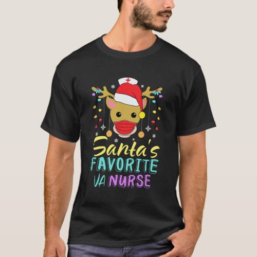 SantaS Favorite Va Nurse Christmas Cute Reindeer  T_Shirt