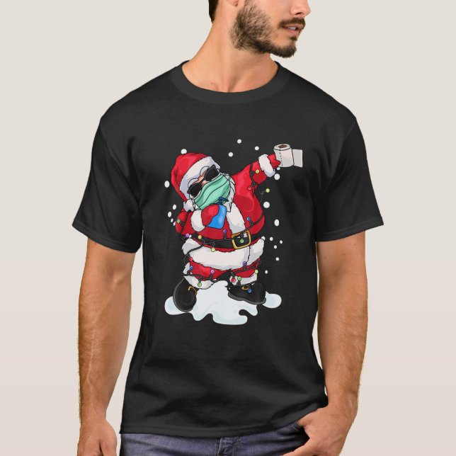 Santa's Favorite Violin Teacher Xmas Light Hat Chr T-Shirt (Front)