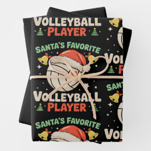 Santa's Favorite Volleyball Player Christmas Xmas Wrapping Paper Sheets