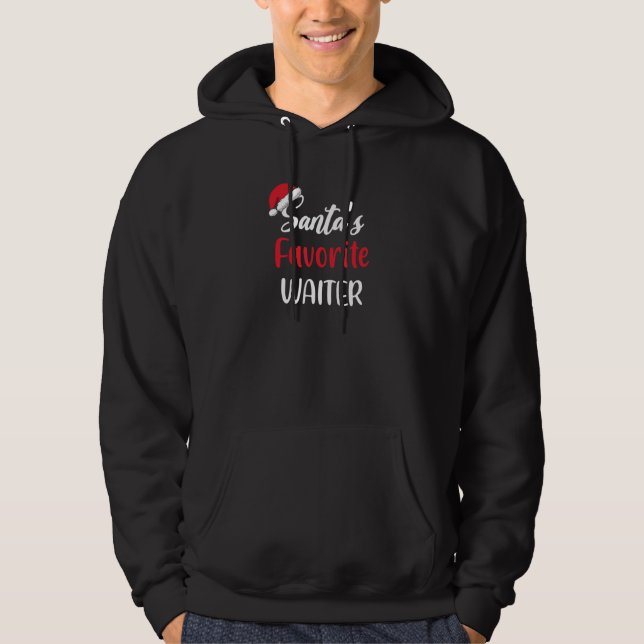 Santas Favorite Waiter   Christmas   Pajama Xmas Hoodie (Front)