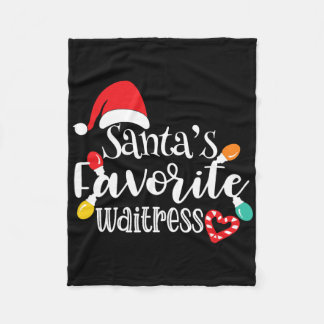 Santa's Favorite Waitress Christmas Lights Santa H Fleece Blanket