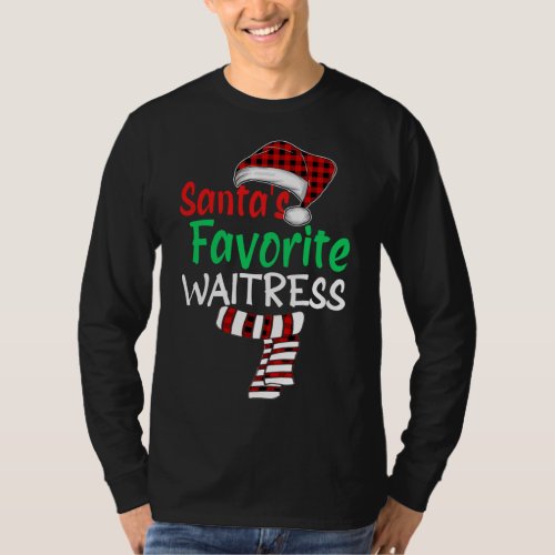 Santas Favorite Waitress Christmas Santa Red Plai T_Shirt