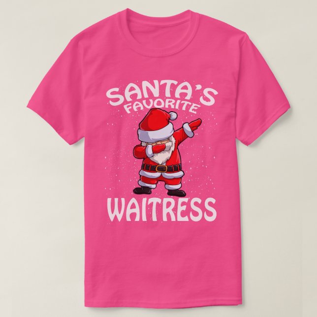 Santas Favorite Waitress Christmas T-Shirt (Design Front)