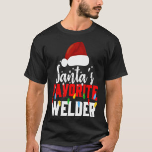 Santa's Favorite Welder Christmas Light Funny Xmas T-Shirt