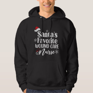 Santa's Favorite Wound Care Nurse Santa Hat Christ Hoodie