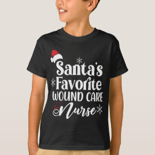 Santa's Favorite Wound Care Nurse Santa Hat Christ T-Shirt