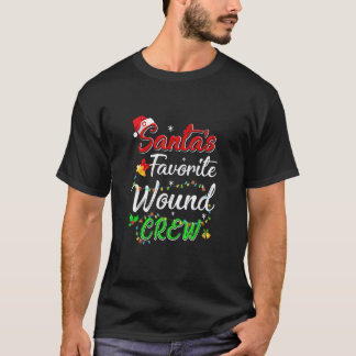 Santa's Favorite Wound Crew Christmas Nurse Crew T-Shirt