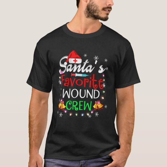 Santa's Favorite Wound crew Christmas Wound Care N T-Shirt (Front)