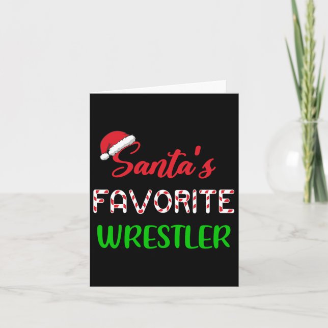 Santas Favorite Wrestler Funny Wrestling Christmas Card (Front)