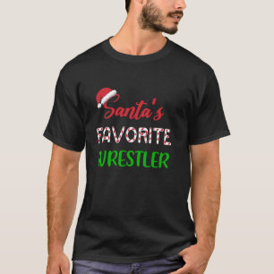 Santas Favorite Wrestler Funny Wrestling Christmas T-Shirt
