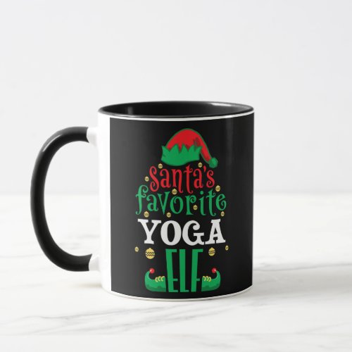 Santas Favorite Yoga Elf Christmas Matching  Mug