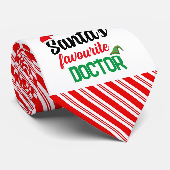 Santa's favourite doctor Christmas elf hat funny Neck Tie (Rolled)