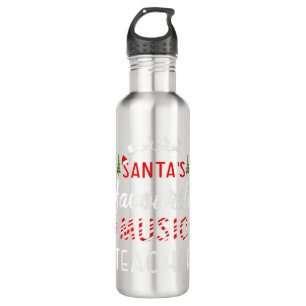 Santa's Favourite Music Teacher Musician Christmas Stainless Steel Water Bottle