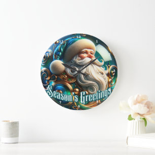Santa's Festive Time" - Classic Christmas Wall  Large Clock