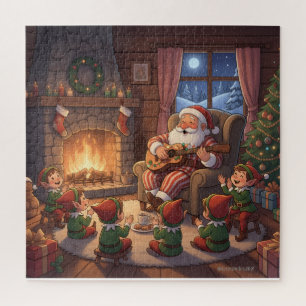 Santa's Fireside Serenade Christmas Jigsaw Puzzle
