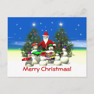 Santas First Stop on Christmas Holiday Postcard