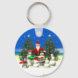 Santas First Stop on Christmas Keychain