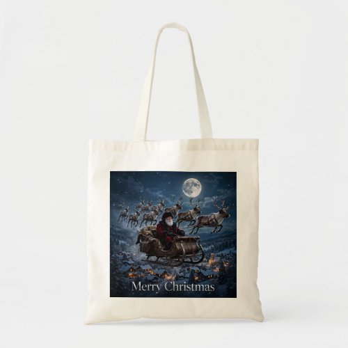 Santa's Flight Christmas Tote Bag