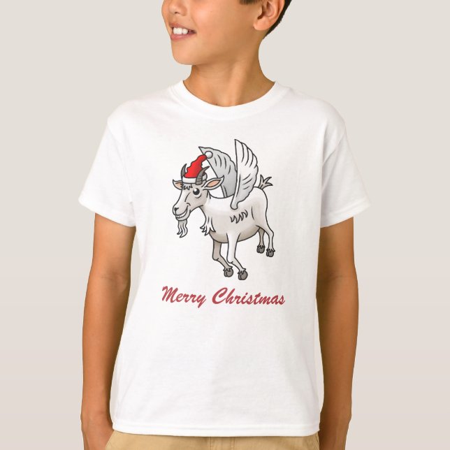 Santa's Flying Christmas Goat T-Shirt (Front)