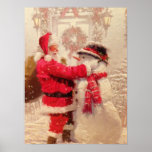 Santa's Frosty Christmas Poster<br><div class="desc">Santa and Frosty come together to give you and your home Christmas cheer this year with this charming picture. Only available now during the holidays so get it while supplies last and have yourself a special and Merry Christmas.</div>