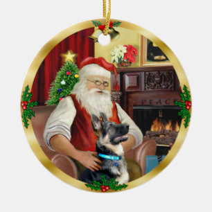 Santa's German Shepherd #15 Ceramic Ornament