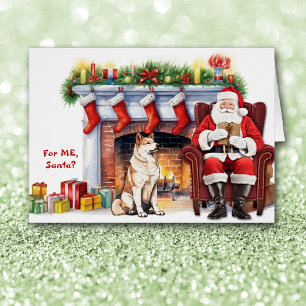 Santa's Gift Akita Dog Christmas Cards